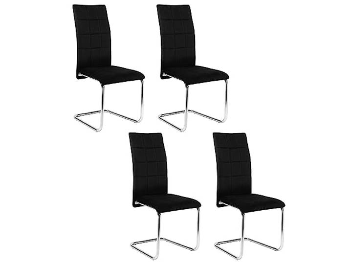 Lestarain Esszimmerstühle 4er-Set, Schwingstuhl, Freischwinger, Küchenstuhl, Polsterstuhl mit Rückenlehne, Wohnzimmerstuhl mit Samtbezug, Stuhl Esszimmer Küche, Metallbeine, Schwarz, LCNI117002-4