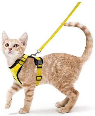 Uplifted Finds "Escape Proof ""Safe Walk"" Cat Harness & Leash Set yellow xs"