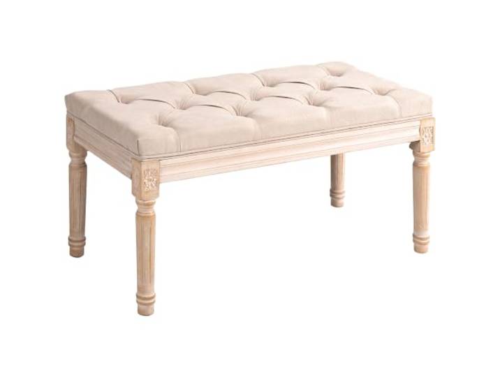 HOMCOM Gestoffeerde bank met knopen linnenlook 80x40x43cm Beige