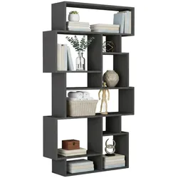 Dmora Bücherregal Dlusuard, Büroregal, Mobiler Buchhalter, Bücherbrett, 96x26h169 cm, Anthrazit