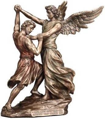 Veronese Design 9.45 inches Height Cold Cast Bronze Jacob Wrestling with God Bronze Finish Figurine