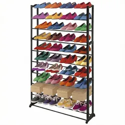 Mendler Schuhregal Schuhablage, Kunststoff, Metall Querstreben, für 40 Paar Schuhe ~ schwarz