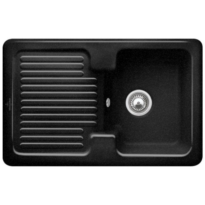 Villeroy & Boch Condor Einbauspüle 674501J0 mit Ablaufgarnitur und Handbetätigung, Chromit