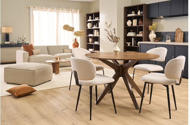Miliboo Esstisch Design Rund Nussbaum D120 cm DIELLI