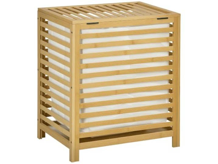 HOMCOM Wäschekorb Wäschetruhe 55L Wäschebox mit Deckel, Natur