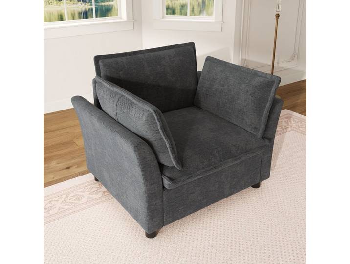 MODFU Sofa Modulares Sitzmöbel mit dicken Polstern & Kissen, 1 Teile, Chenille, 2 Kissen, 62 cm Sitz