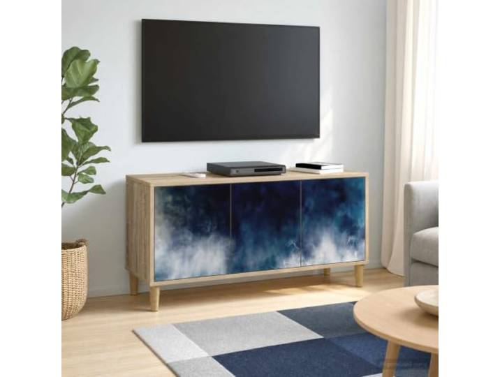 VIHHQGC TV-Schrank RAALTE 102 x 33 x 50 cm Sonoma Holzwerkstoff Stabiler Holzwerkstoff, viel Stauraum, dekoratives Muster, erhöhte Füße, pflegeleichte Oberfläche
