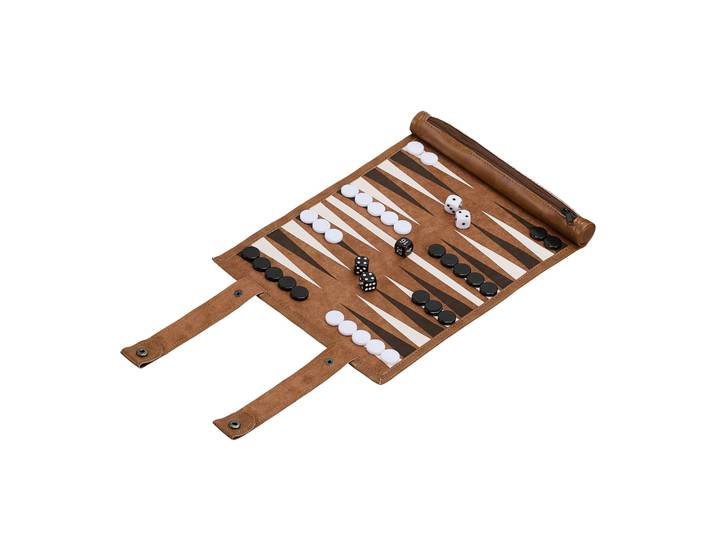 Backgammon zum Aufrollen Weiss-Braun-Schwarz