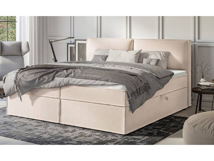 S-Style Möbel Boxspringbett Plaza mit Topper und Bettkästen aus Luxusmicrofaser (1 x Boxspringbett), mit Topper und Bettkasten / zwei Bettkästen (je nach Bettgröße)