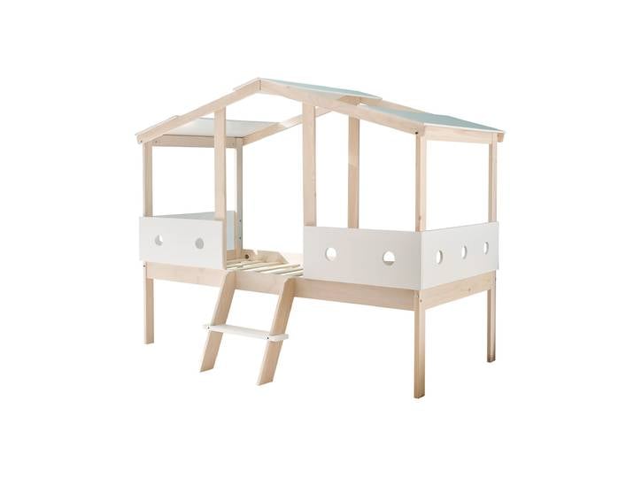 Hochbett 90 x 200 cm weiß - Kiefer massiv - Kinderbett - CORTINO