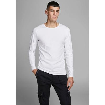 Longsleeve JACK & JONES "BASIC TEE", Herren, Gr. S, weiß, Jersey, Obermaterial: 100% Baumwolle, normal normal, Rundhals, gerader Abschluss, Shirts