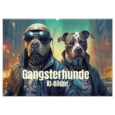 Gangsterhunde - KI-Bilder (Wandkalender 2027 DIN A2 quer), CALVENDO Monatskalender