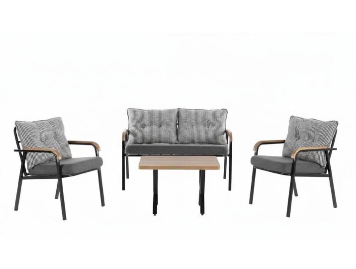 Xlmoebel Wohnlandschaft Grau Terrassen-Set mit 2-Sitzer-Sofa, Sessel und Tisch, Terrassen-Set 3 Teile, Made in Europa