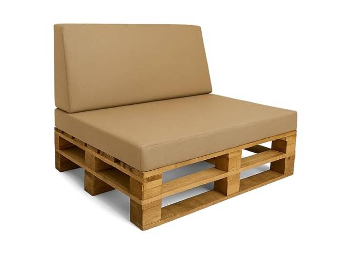 Mousse coussin palette banc terrasse balcon extérieur europalette Mobilier Set: 120x40 cm + 120x80 cm canapé meubles jardin veranda salon pergola housse amovible Beige