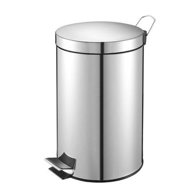 PROREGAL Runder Tretabfallsammler mit herausnehmbaren Kunststoff-Inneneimer | 12 Liter, HxBxT 40x29,5x25,5cm | Silber