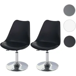 2er-Set Drehstuhl Malmö T501, Stuhl Küchenstuhl, höhenverstellbar, Kunstleder ~ schwarz, Chromfuß