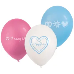 6 Luftballons Oktoberfest rosa, hellblau, weiß
