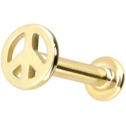14 Karat Gold Labret mit Push Fit PEACE-ZEICHEN