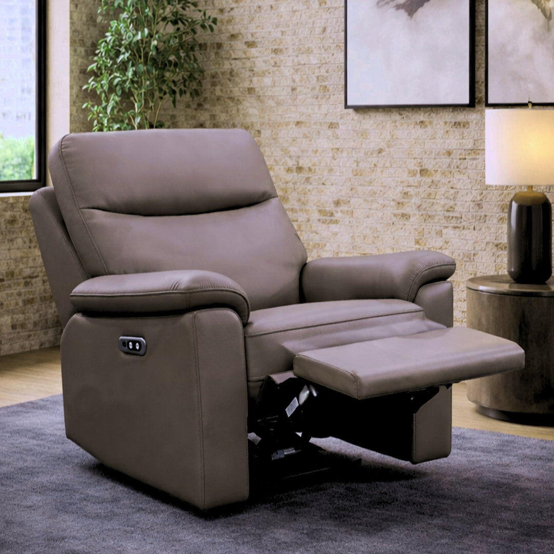 Fairmont Park Alessandrina Real Leather Power Recliner Armchair with USB Charging Slate 103cm H X 100cm W X 95cm D