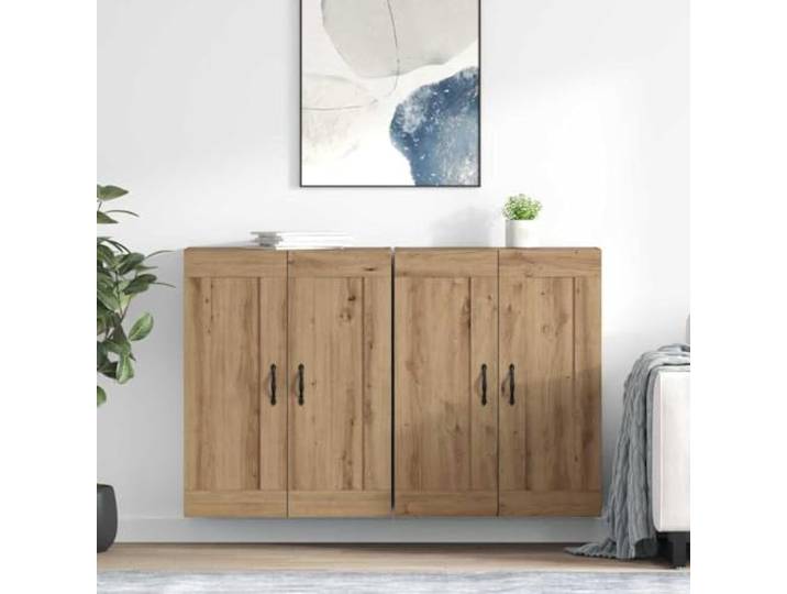 RJPLMFV Wandschrank, 2 Stück, Eiche, 69,5 x 34 x 90 cm Robustes Holzwerkstoff, integrierte Regale, platzsparend, moderner Stil