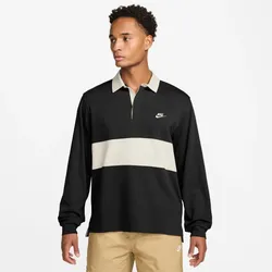 NIKE Sportswear Club Rugby langarm Poloshirt Herren 010 - black/phantom/phantom XS