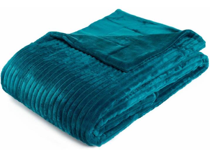 Wohndecke GÖZZE Cordoptik , blau (petrol), B:150cm L:200cm, Kunstfaser, Wohndecken, Wohndecke, mit Glanzeffekt, Kuscheldecke
