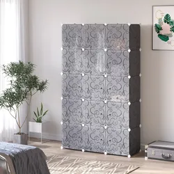 STILVORA Kleiderschrank modulares Würfelregal 111x47x183 cm Schwarz mit 2 Kleiderstangen, 11 Fächer Stauraum, Kunststoff Metallrahmen, flexibel erweiterbar