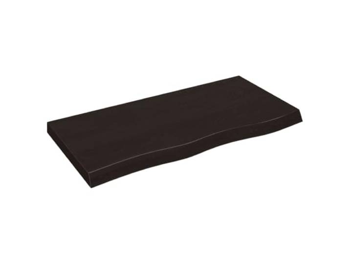 KLGBNCVE Tischplatte Dunkelbraun 100x50x(2-6) cm Massivholz Eiche Naturkante, Handgefertigt, Dunkel Lasierte Oberfläche, DIY Tischplatte