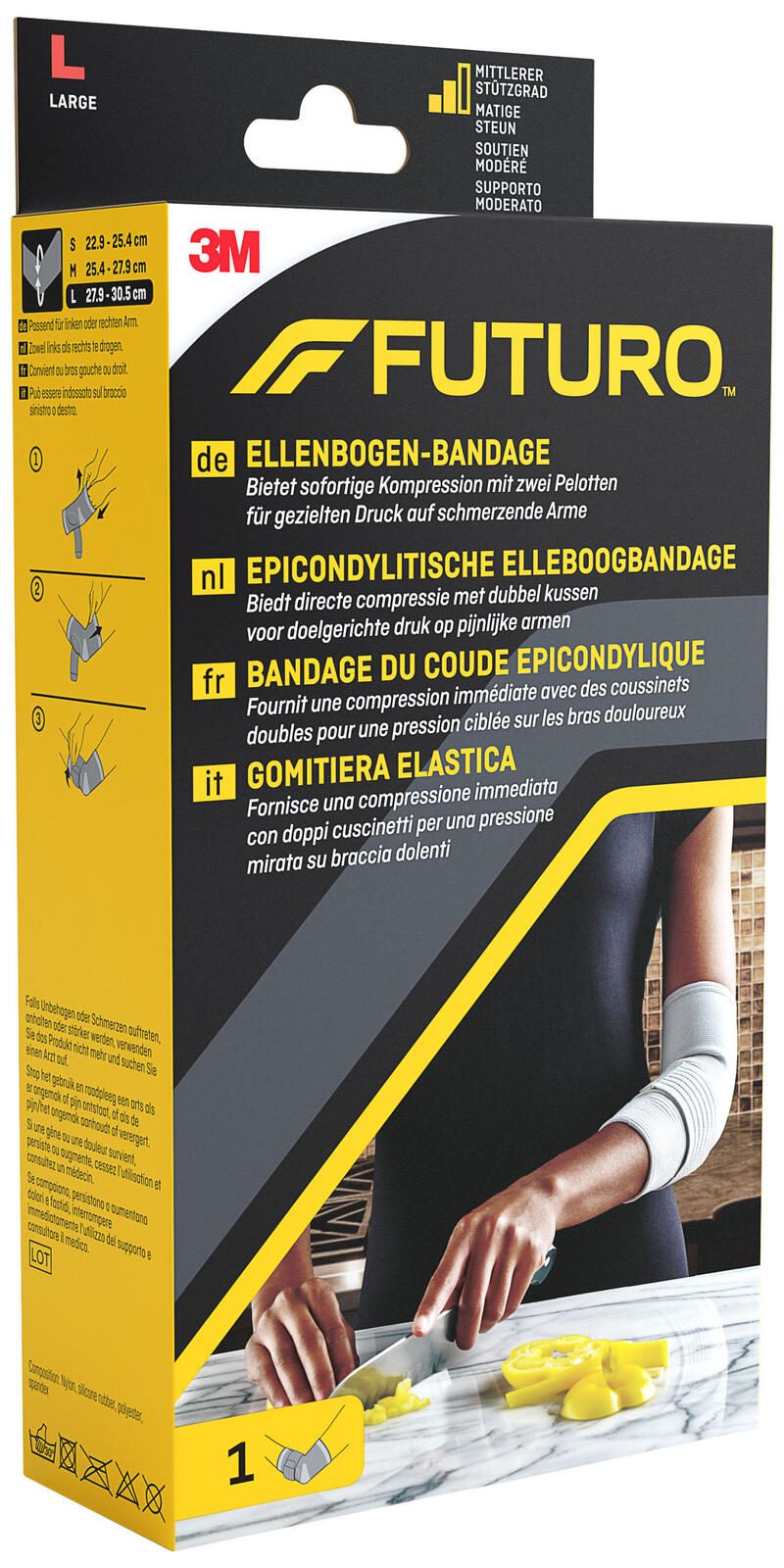 FUTURO® Ellenbogenbandage Größe: L (Länge: 27,9-30,5 cm) grau 47863DABI
