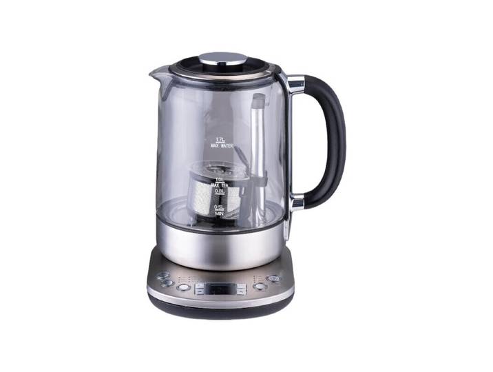 Alpina 8711252473352 Bouilloire électrique 1,7 L avec infuseur à thé 2200 W 230 V Acier inoxydable et verre Affichage numérique Maintien au chaud Transparent
