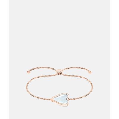 Edelstahlarmband LIEBESKIND BERLIN "Schmuck Geschenk Armkette Glass Heart", rosa (roségoldfarben, transparent, transparent), Armbänder, Damen, 24cm, Edelstahl, Edelstahlarmband, mit Glasstein