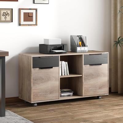 "WESOME 47"" Large Mobile Lateral Filing Cabinet with Wheels Printer Stand"