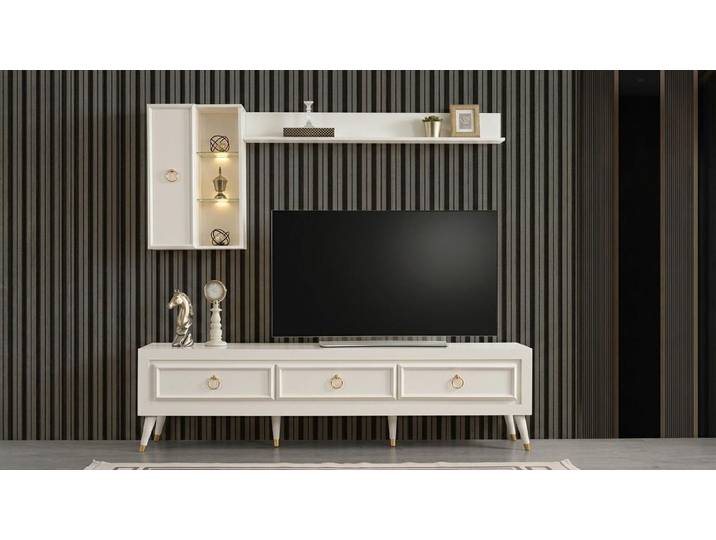 JVmoebel Wohnwand Wohnwand Regal Schrank modern weiß neu praktisch, (3-St), Made in Europa