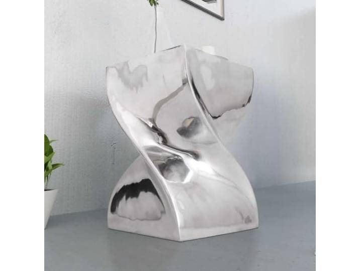 Hocker, gedreht, Aluminium, silberfarben Vielseitiger Beistelltisch, glattes gedrehtes Design, leichtes Aluminium, für Wohnzimmer, Flur, Schlafzimmer