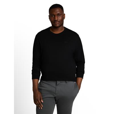 Langarmshirt TOM TAILOR PLUS, Herren, Gr. XXL, schwarz, Single Jersey, Obermaterial: 100% Baumwolle, unifarben, bequem hüftbedeckend, Rundhals, Shirts Langarmshirt, Große Größen