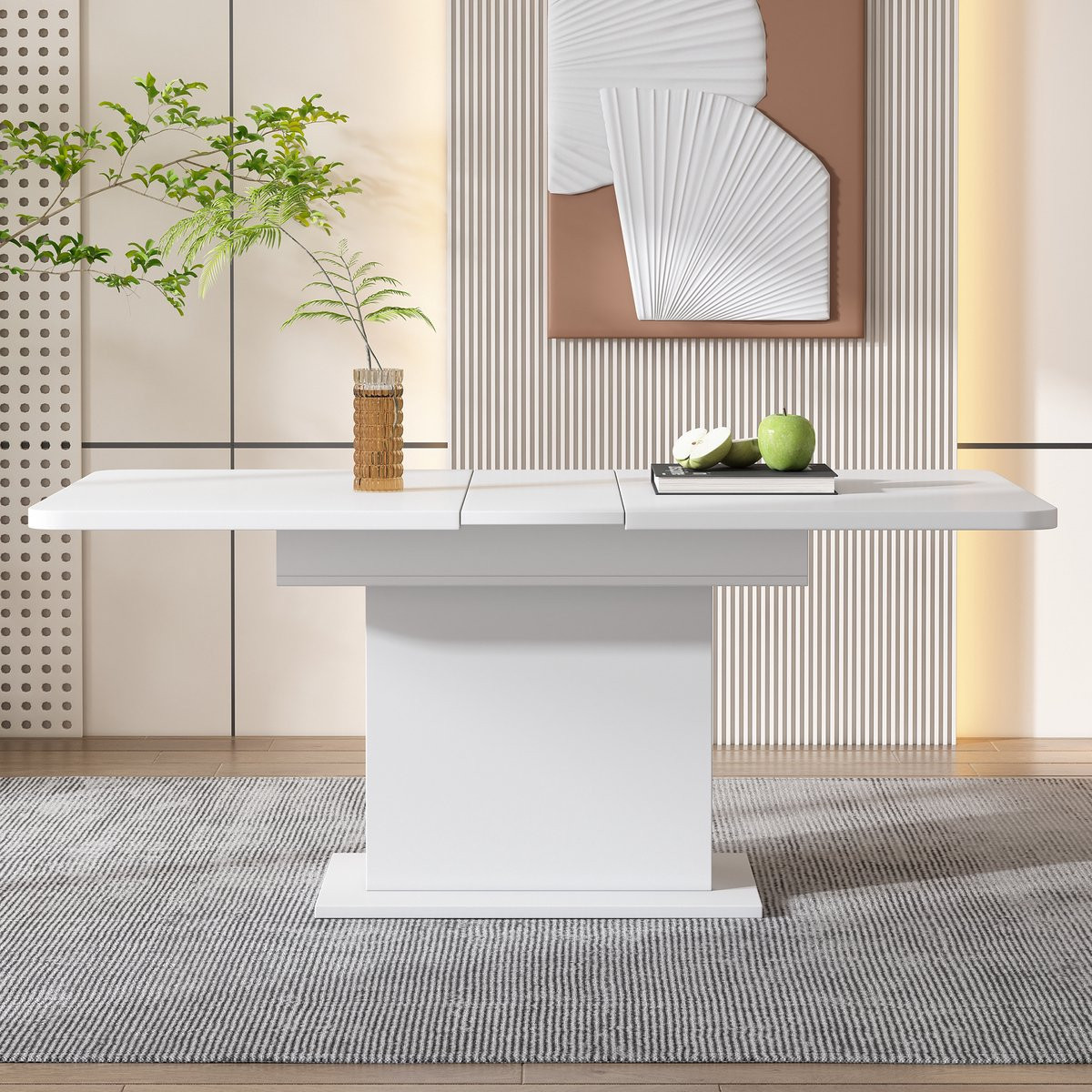 MODFU Uitschuifbare eettafel met opbergruimte, wit
