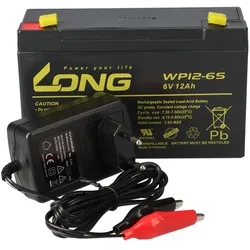 Kung Long WP12-6S Akku-Ladegerät-Set 6V 12Ah – passend für Kinderfahrzeug, Notlicht & Modellbau