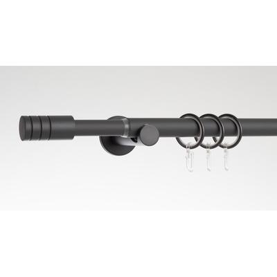 Gardinenstange LIEDECO "Stilgarnitur "Zylinder" ausziehbar 16/19 mm", schwarz (steingrau), Ø:19mm, Eisen, Gardinenstangen, teleskopisch ausziehbar