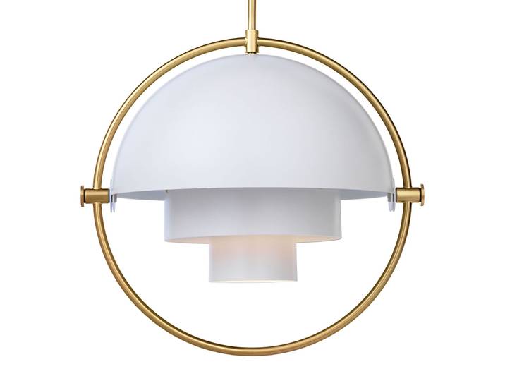 Multi-Lite Pendelleuchte Ø36 Messing/Weiß - GUBI - Wohnzimmer - Design - Metall - Einflammig