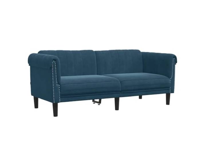 RJPLMFV 2-Sitzer-Sofa, Velours, Blau Gepolsterte Sitzfläche, bequeme Rückenlehne, robuste Füße, modernes Wohnzimmer-Design
