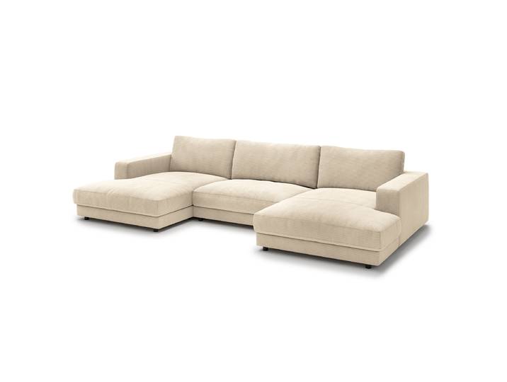 Wohnlandschaft Beige Cordstoff Catia 190cm Gleichschenklig Modern Polyurethanschaum
