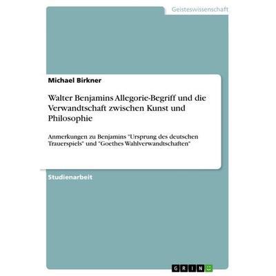Walter Benjamins Allegorie-Begriff und die Verwandtschaft zwischen Kunst und Philosophie, Taschenbuch von Michael Birkner, GRIN, 978-3-656-20399-5