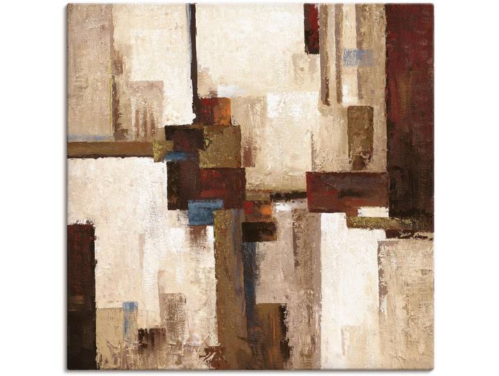Leinwandbild ARTLAND Rote und braune Vierecke I , braun (farbe bild(er): braun), B:50cm H:50cm, Bilder, Leinwandbild, auf Holzrahmen gespannt
