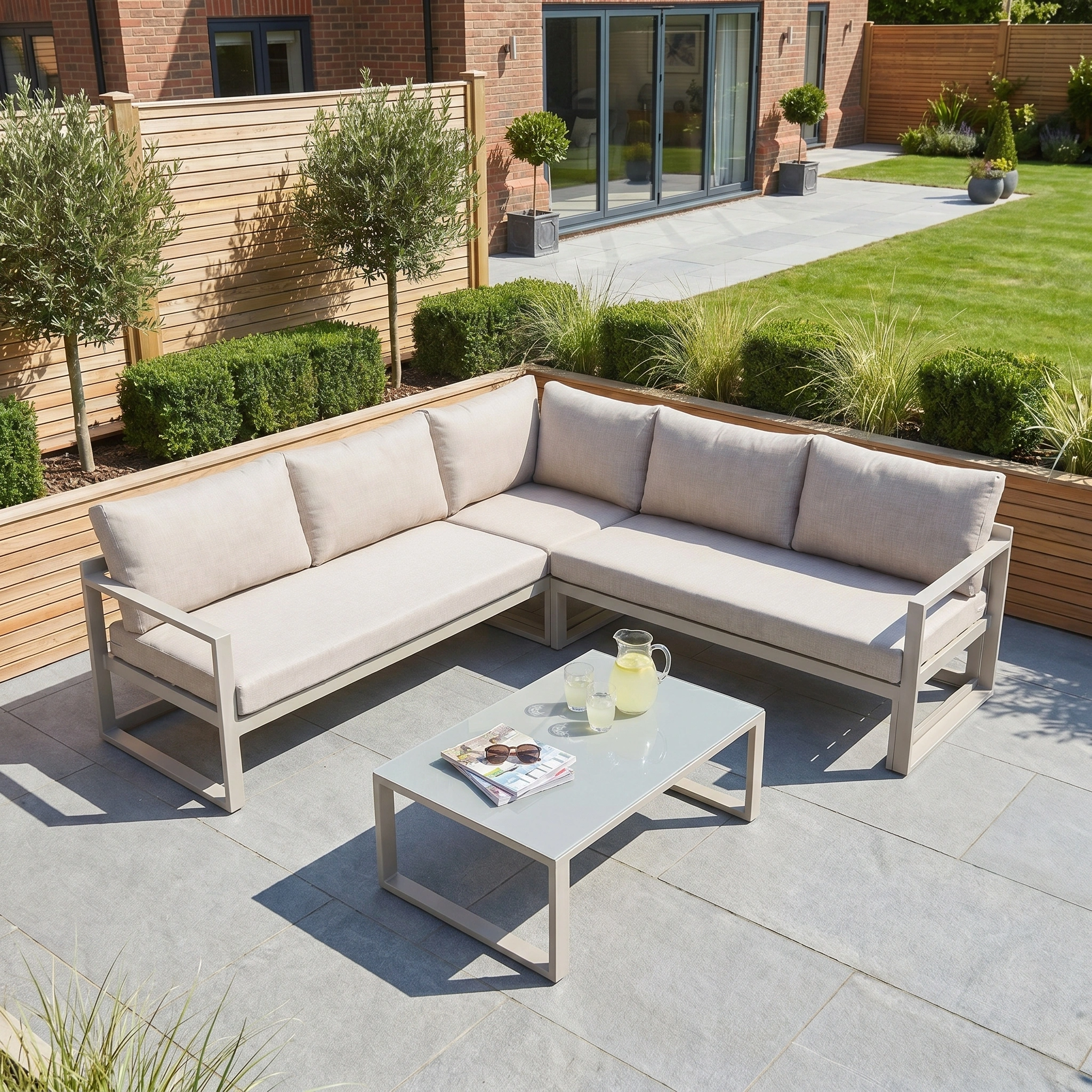 Harbour Lifestyle Havana Corner Group Set with Reclining Feature and Coffee Table in Latte