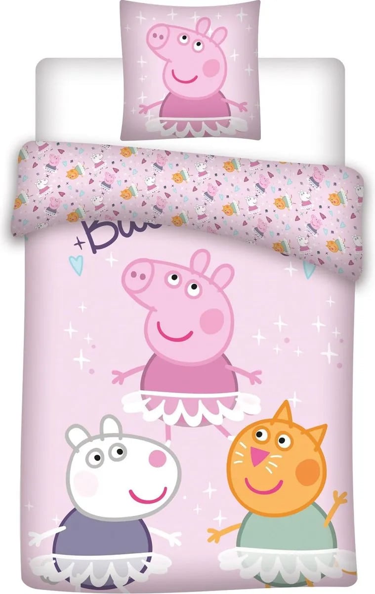 Peppa Pig Dekbedovertrek 3 pigs roze 140 x 200 cm