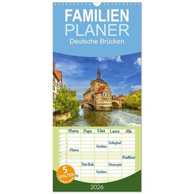 Familienplaner 2026 - Deutsche Brücken mit 5 Spalten (Wandkalender, 21 x 45 cm) CALVENDO
