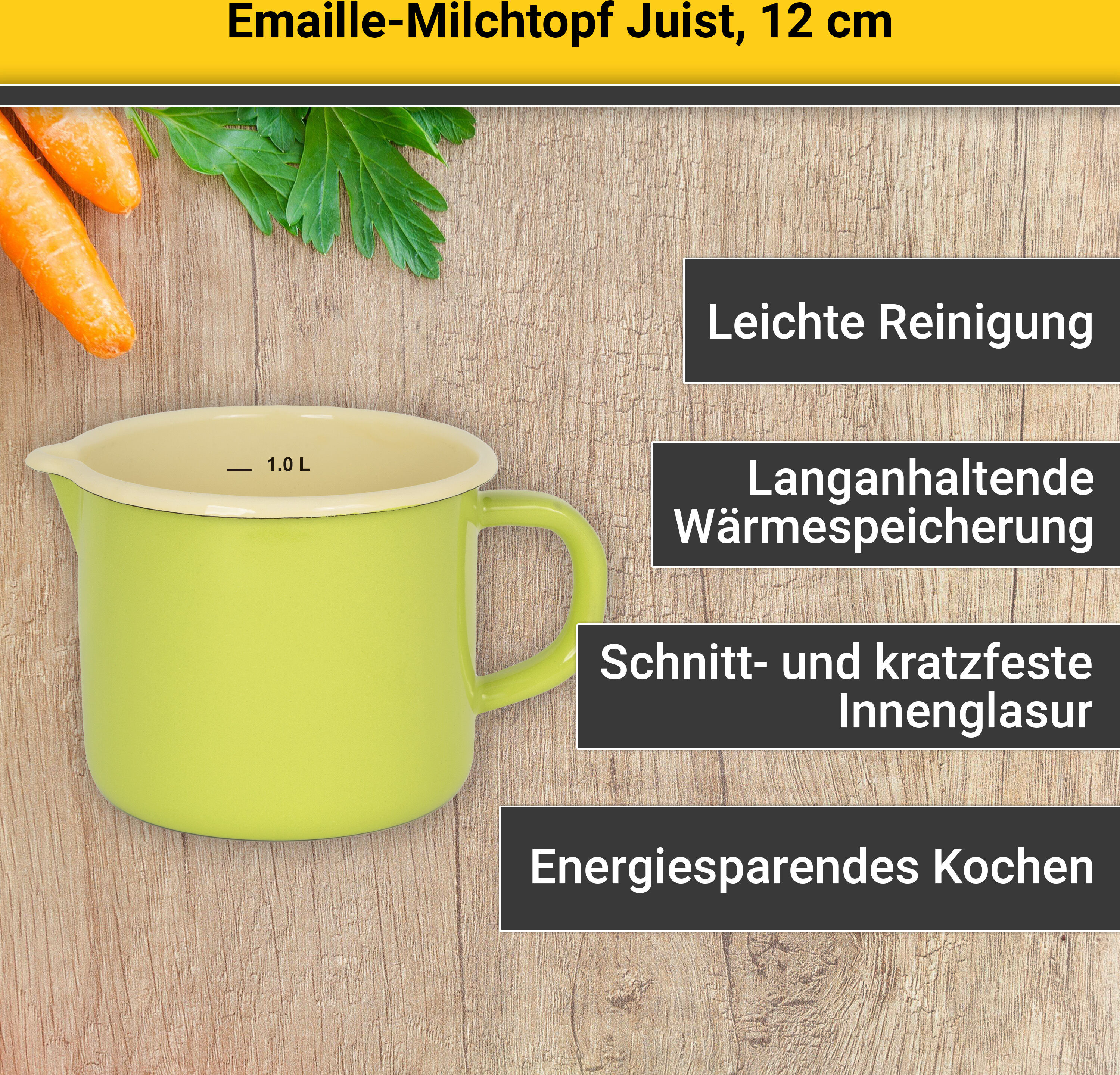 Milchtopf KRÜGER "Juist", grün (pastell, grün), B:12cm H:11cm L:18cm Ø:12cm, Töpfe, Milchtopf, Induktion