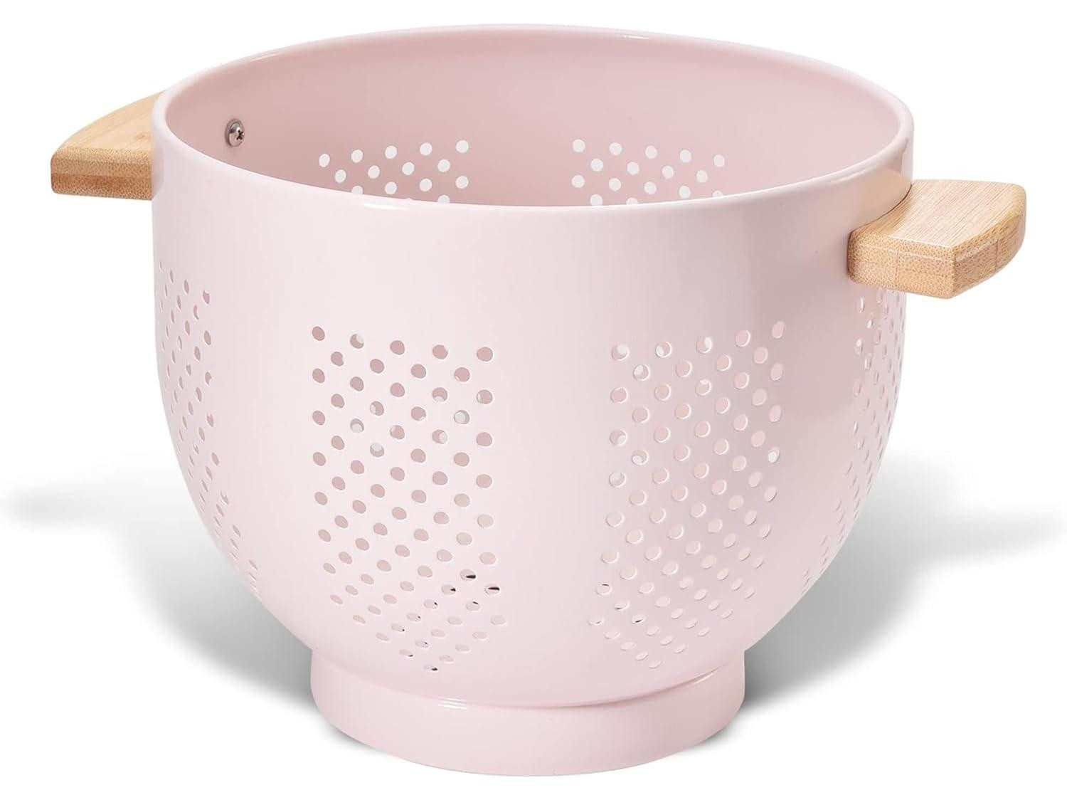 Dripio Metalen zeef met houten handvat, 5,5 liter, roze