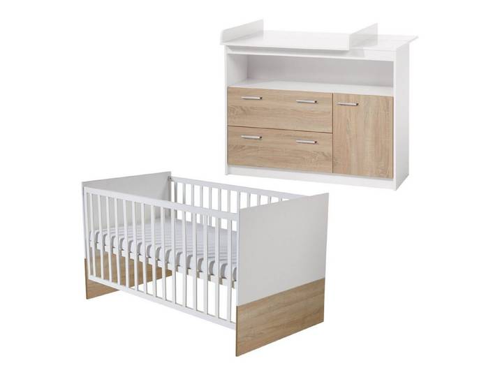 roba® Babyzimmer-Komplettset Gabriella, Babybett & breite Wickelkommode, umbaubar zum Juniorbett