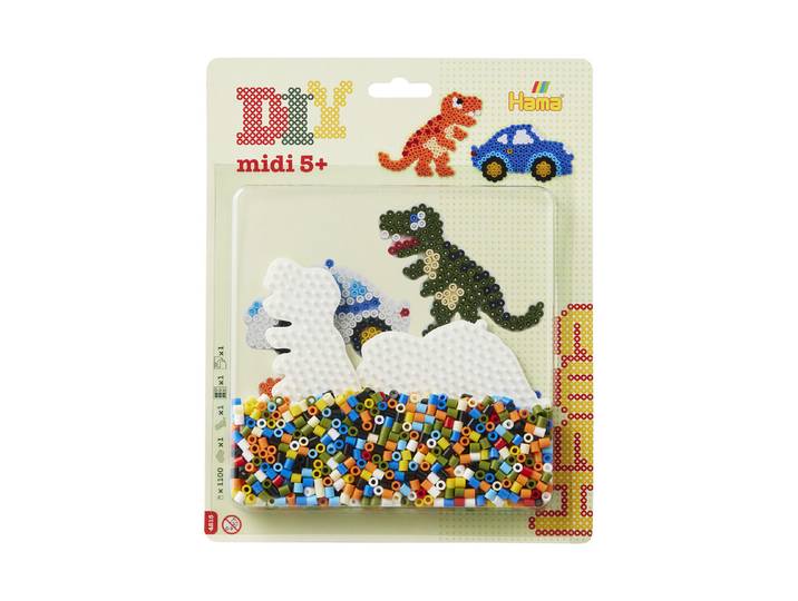 Hama Midi grosse Blister-Packung Auto + Dinosaurier